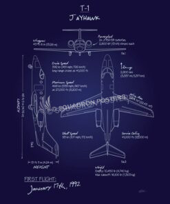 T-1 Jayhawk Blueprint Art T-1_Jayhawk_Blueprint_SP01016-featured-aircraft-lithograph-vintage-airplane-poster-art
