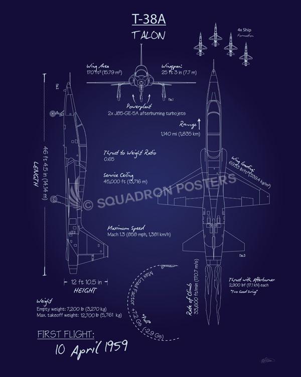 T-38A Talon Blueprint Art