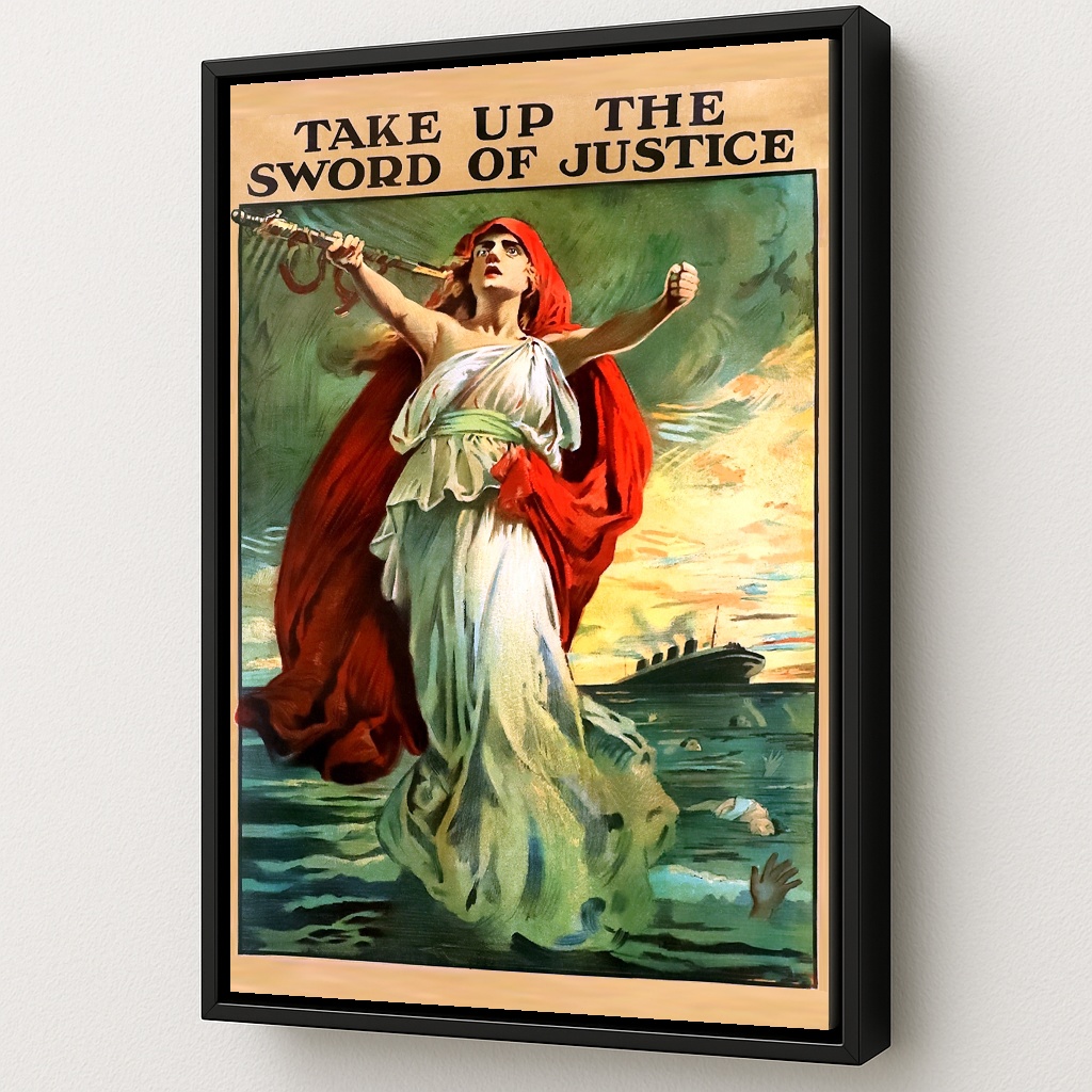 Take Up the Sword of Justice Framed Canvas Print Art by Squadron Posters!