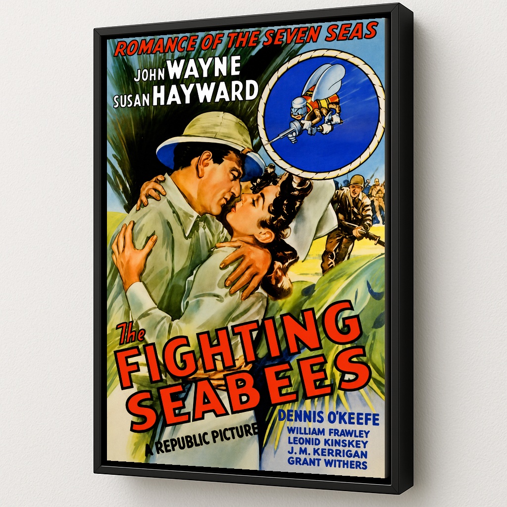 The Fighting Seabees Movie Poster Framed Canvas Art by Squadron Posters!