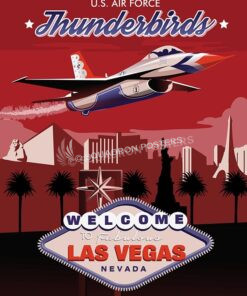 USAF Thunderbirds Vegas Art by - Squadron Posters! Military aviation travel poster art.