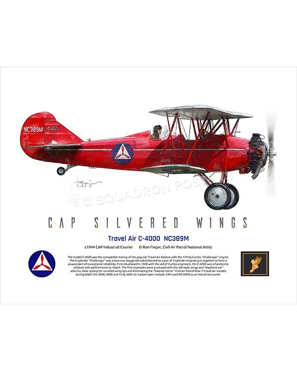 Travel Air C4000 NC389M 16x20 FINAL Ron Finger SPN02303MFEAT-jet-black-aircraft-lithograph