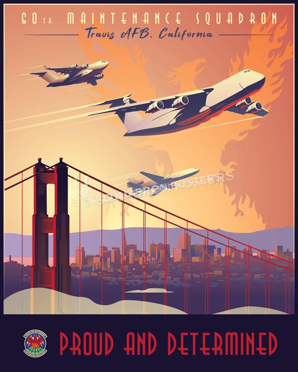 Travis-AFB-C-5-C-17-KC-10-60th-MXS-featured-aircraft-lithograph-vintage-airplane-poster