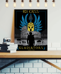 Travis AFB Gladiators 821 CRSS vintage style military aviation canvas art by - Squadron Posters!
