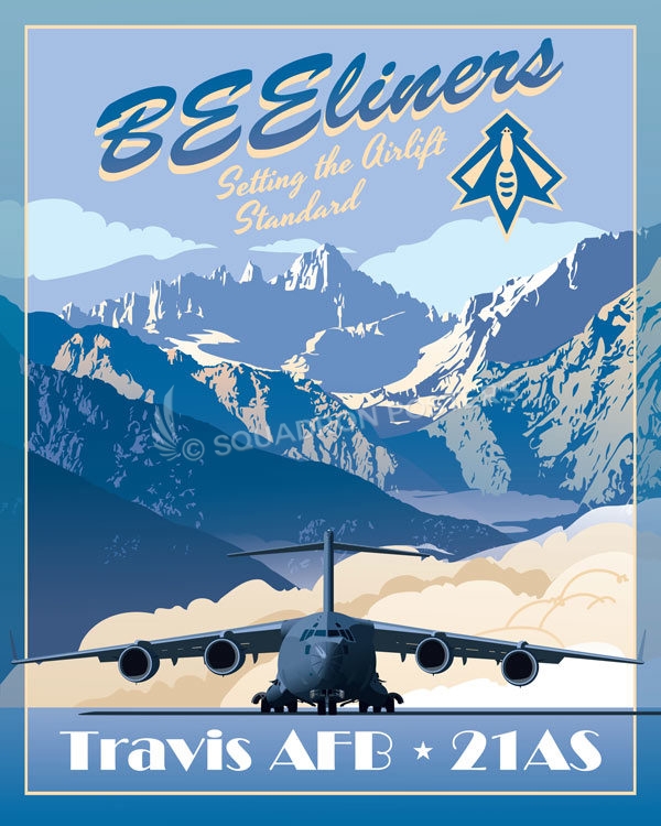 Travis AFB 21st Airlift Squadron “BeeLiners” Squadron Posters