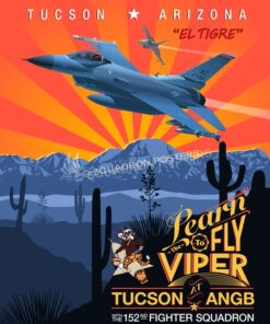 Tucson Az F-16 152nd FS Red SP00697 feature-vintage-style-print