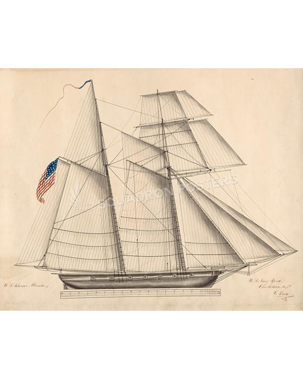 U.S. Schooner Alligator Ware Historic Art