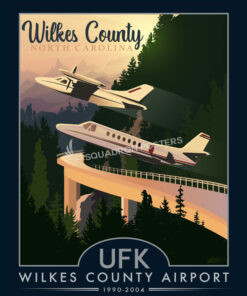 UFK-Wilkes-County-Airport-N22LC-N11LC-featured-aircraft-lithograph-vintage-airplane-poster-art