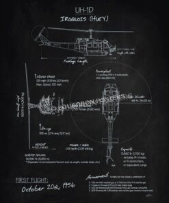 UH-1D Iroquois Huey Blackboard Art