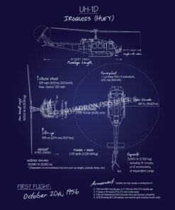 UH-1D Iroquois Huey Blueprint Art