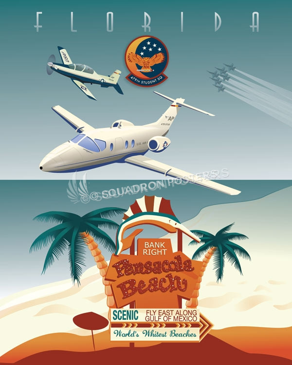 AF CSO Pensacola, 479th Student Squadron T-1 and T-6 USAF_NAS_Pensacola_479th_STUS_V2_SP01104Mfeatured-aircraft-lithograph-vintage-airplane-poster
