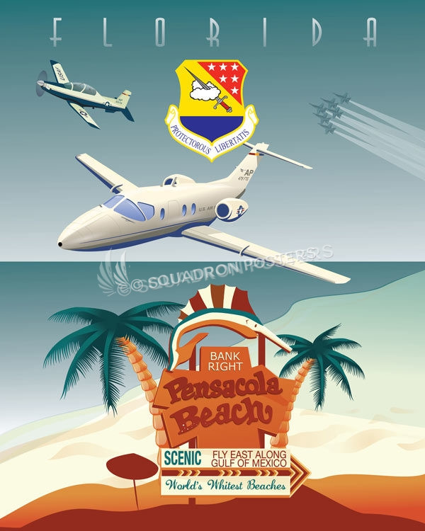 USAF_NAS_Pensacola_T-1_T-6_479th_FTG_16x20_FINAL_ModifyMR_SP01687Mfeatured-aircraft-lithograph-vintage-airplane-poster
