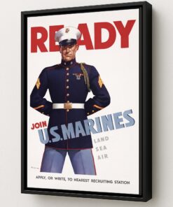Ready Join U.S. Marines Art Framed Canvas Print by Squadron Posters!