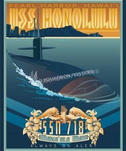USS Honolulu Pearl Harbor HI SP00519-vintage-military-aviation-travel-poster-art-print-gift