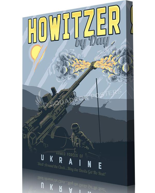 Ukraine Howitzer by Day poster canvas wrap art.