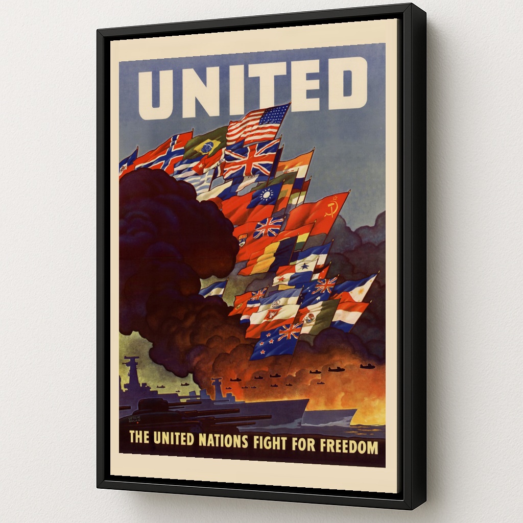 The United Nations Fight for Freedom Framed Canvas Art by Squadron Posters!