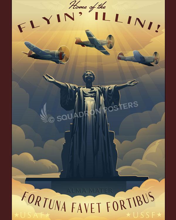 Uof I-Champagne-Urbana-DET-190-P-51-P-47-P-40-featured-aircraft-lithograph-vintage-airplane-poster.jpg