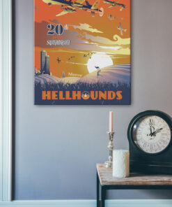 Whiteman AFB MQ-9 20th ATKS 16x20 SP01863 Max Shirkov Whiteman AFB 20th ATKS MQ-9 vintage style military aviation canvas poster art by Squadron Posters