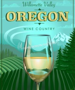 Willamette Valley Oregon Wine Poster SP00735 featured-vacation-lithograph-vintage-poster-art