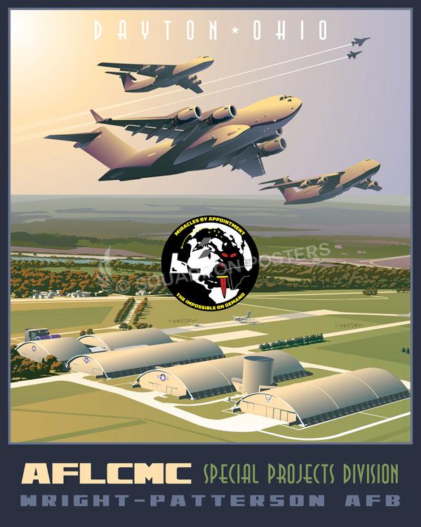 Wright-Patterson-AFB-C-17-C-5-C-141-AFLCMC-SPD-featured-aircraft-lithograph-vintage-airplane-poster