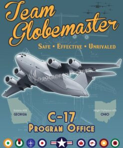 C-17 System Program Office poster art Wright_Patterson_C-17_SPO_SP01411-featured-aircraft-lithograph-vintage-airplane-poster-art