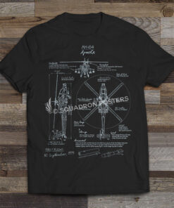 AH-64 Apache Blueprint T-shirt by - Squadron Posters