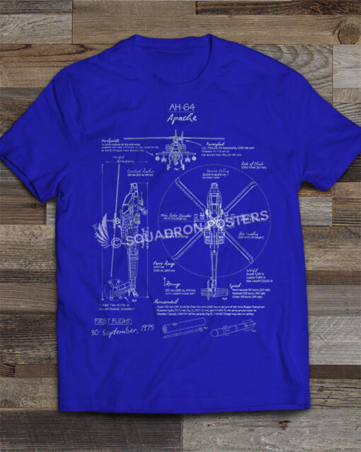 AH-64 Apache Blueprint T-shirt - Squadron Posters
